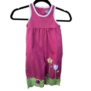 Hartstrings Pink Girls Romper with Floral Design size 24 month
